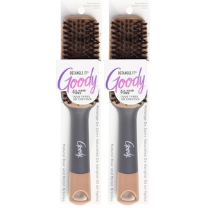 image:imageGoody Detangle It Boar Bristle Hair Brush Use as a Detangling or Styling Brush Conditions amp Boosts Shine Helps Tackle Knots amp Reduce Frizz For Wet or Dry Hair BrownGrey1 Count Pack of 2