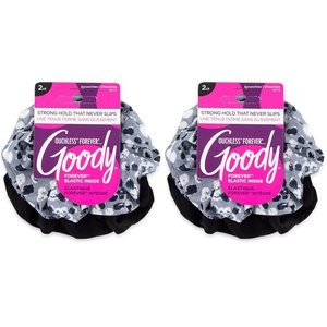 image:imageGoody Ouchless Forever Cotton Scrunchies 2 Ct Blue Stripes 3X Stronger DamageFree Hold Hair Scrunchies 16 Strand Inner Core Styling Accessories for Women amp Men For MediumThick HairPuntos negro