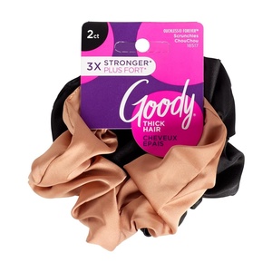 image:imageGoody Ouchless Forever Cotton Scrunchies 2 Ct Blue Stripes 3X Stronger DamageFree Hold Hair Scrunchies 16 Strand Inner Core Styling Accessories for Women amp Men For MediumThick HairSatin Neutral