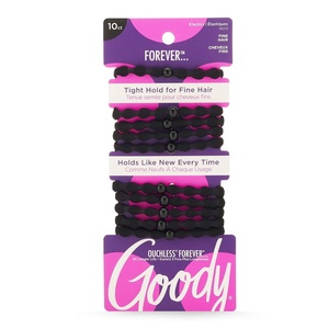 image:imageGoody Ouchless Forever Fine Hair Elastics 10 Ct Assorted Colors DamageFree Bands 3X Stronger Elastic Ties Retainable Shape 16 Strand Inner Core Styling Accessories for Women amp MenBlack