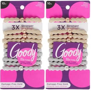 image:imageGoody Ouchless Forever Hair Elastics 10 Ct Brown amp Black 6MM DamageFree 3X Stronger Ties Retainable Shape 16 Strand Inner Core Styling Accessories for Women amp Men All Hair TypesRubiaPlata