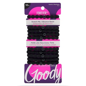 image:imageGoody Ouchless Forever Hair Elastics 10 Ct Brown amp Black 6MM DamageFree 3X Stronger Ties Retainable Shape 16 Strand Inner Core Styling Accessories for Women amp Men All Hair TypesBlack