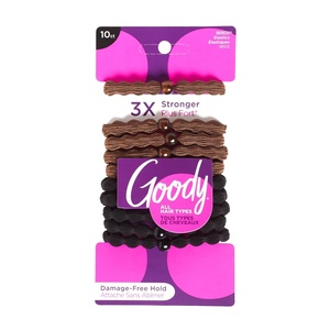 image:imageGoody Ouchless Forever Hair Elastics 10 Ct Brown amp Black 6MM DamageFree 3X Stronger Ties Retainable Shape 16 Strand Inner Core Styling Accessories for Women amp Men All Hair TypesBlackBrown