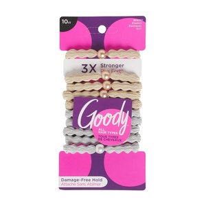 image:imageGoody Ouchless Forever Hair Elastics 10 Ct Brown amp Black 6MM DamageFree 3X Stronger Ties Retainable Shape 16 Strand Inner Core Styling Accessories for Women amp Men All Hair TypesBlondeSilver