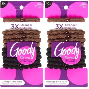 image:imageGoody Ouchless Forever Hair Elastics 10 Ct Brown amp Black 6MM DamageFree 3X Stronger Ties Retainable Shape 16 Strand Inner Core Styling Accessories for Women amp Men All Hair TypesNegroMarrn