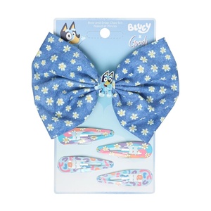 image:imageGoody x Bluey Multicolor Floral Bow Barrette and Snap Clips 5ct For All Hair Types SlideProof Hold