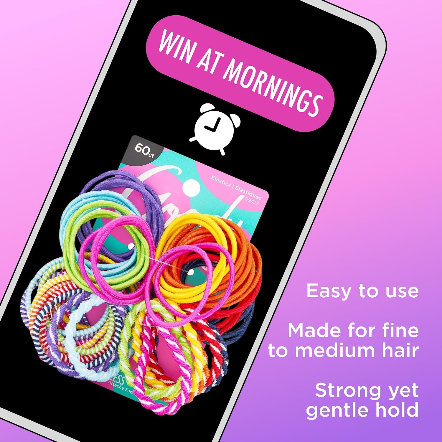 image:imageGoody Kids Ouchless Elastic Hair Ties 60 Ct Assorted Colors PainFreeAssorted Colors