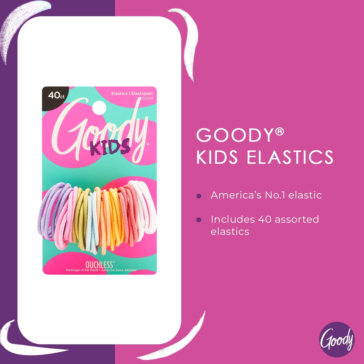 image:imageGoody Kids Ouchless Elastic Hair Ties 60 Ct Assorted Colors PainFreeAssorted Colors