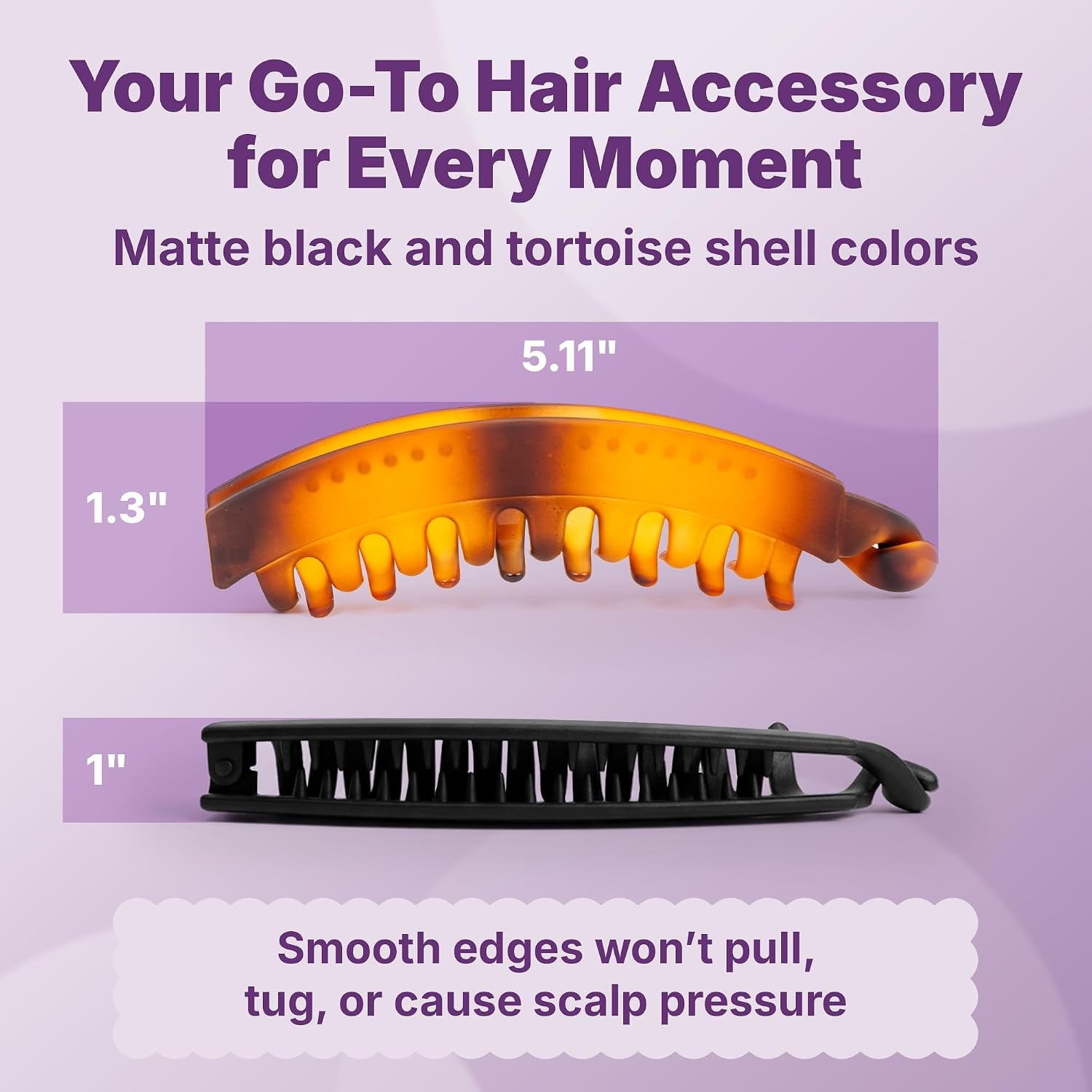 image:imageGoody Large Banana Clip Set Stylish Secure No Crease Hair Clips with SlideProof Hold Styling Accessory For Fine  Medium Hair Type Gifts for Women amp Girls Black and Tortoiseshell 2 CtBanana