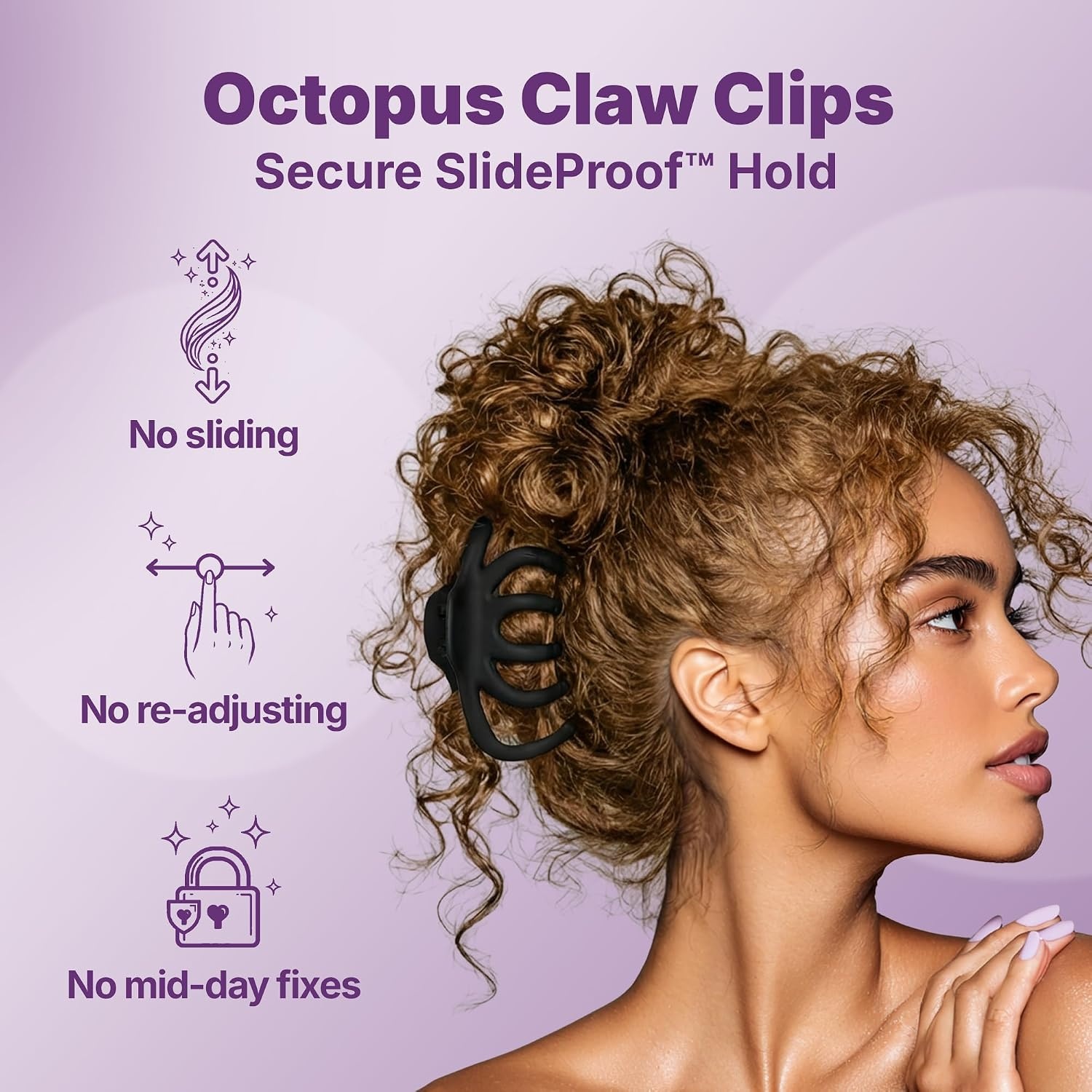 image:imageGoody Large Banana Clip Set Stylish Secure No Crease Hair Clips with SlideProof Hold Styling Accessory For Fine  Medium Hair Type Gifts for Women amp Girls Black and Tortoiseshell 2 CtOctopus