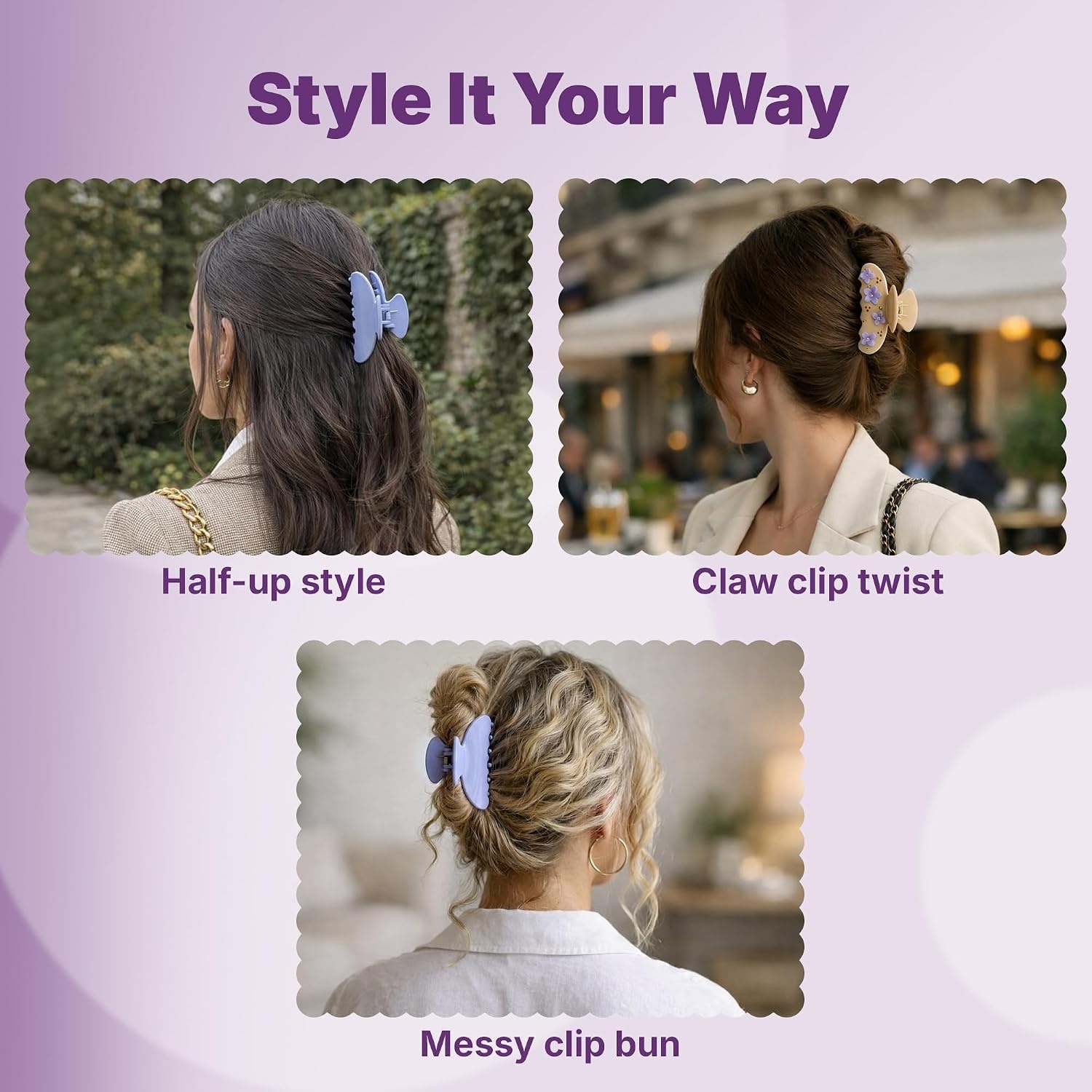 image:imageGoody SlideProof Large Claw Clips Stylish Secure Grip Hair Clips Styling Accessories for All Occasions and All Hair Types Gifts for Women amp Girls Floral Print 2 CtWhite Flowers  Blue