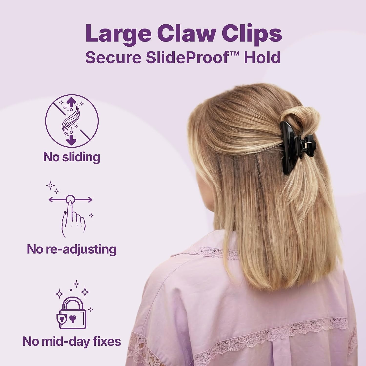 image:imageGoody SlideProof Large Claw Clips Stylish Secure Grip Hair Clips Styling Accessories for All Occasions and All Hair Types Gifts for Women amp Girls Floral Print 2 CtGray Flowers  Black