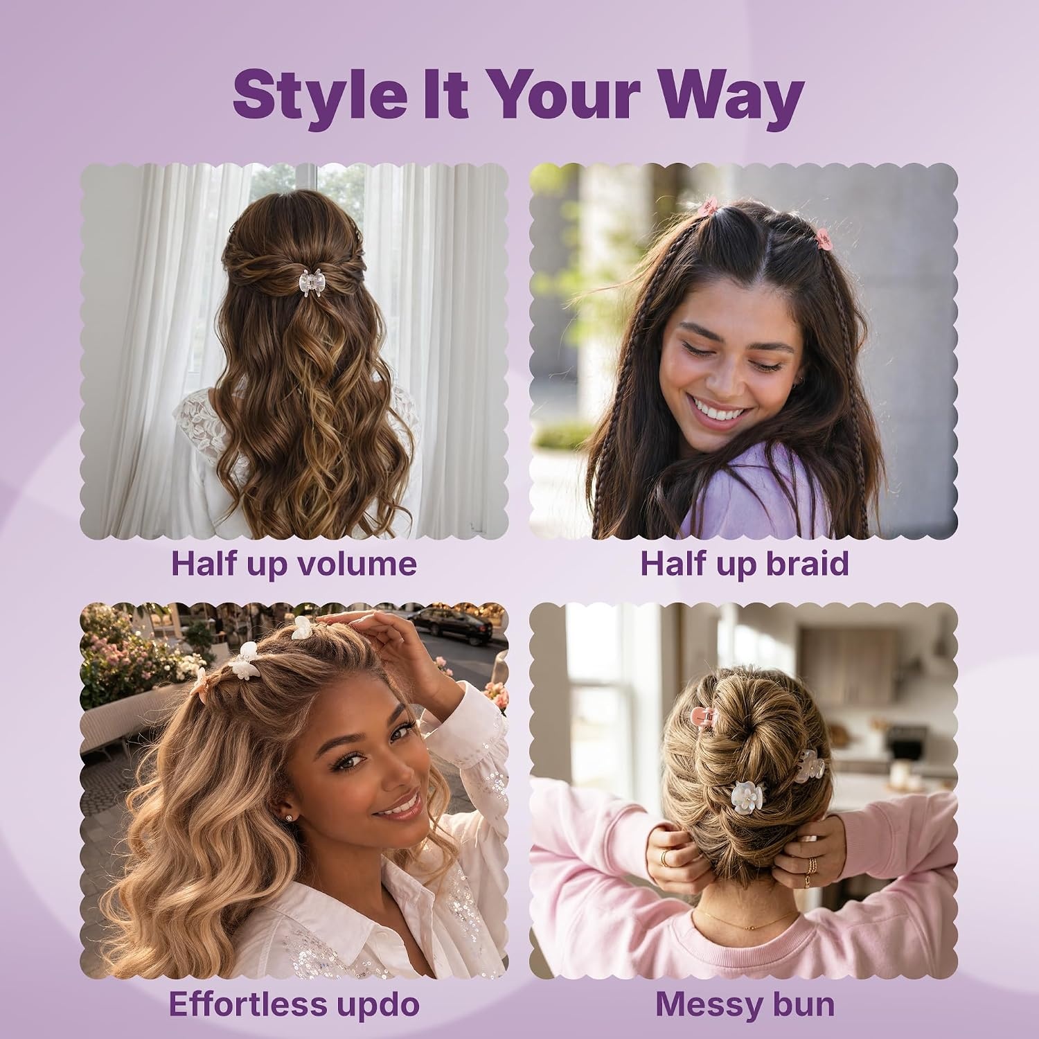 image:imageGoody SlideProof Mini Claw Clips Stylish Secure Grip Small Hair Clips Styling Accessories for All Occasions and All Hair Types Gifts for Women amp Girls White Flowers and Pink 4 CtWhite Flowers  Pink