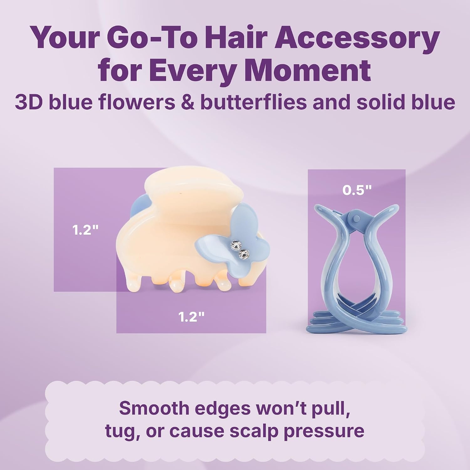 image:imageGoody SlideProof Mini Claw Clips Stylish Secure Grip Small Hair Clips Styling Accessories for All Occasions and All Hair Types Gifts for Women amp Girls White Flowers and Pink 4 CtBlue Flowers  Blue