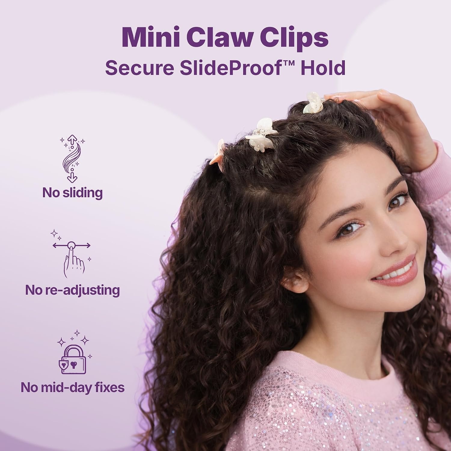image:imageGoody SlideProof Mini Claw Clips Stylish Secure Grip Small Hair Clips Styling Accessories for All Occasions and All Hair Types Gifts for Women amp Girls White Flowers and Pink 4 CtWhite Flowers  Pink