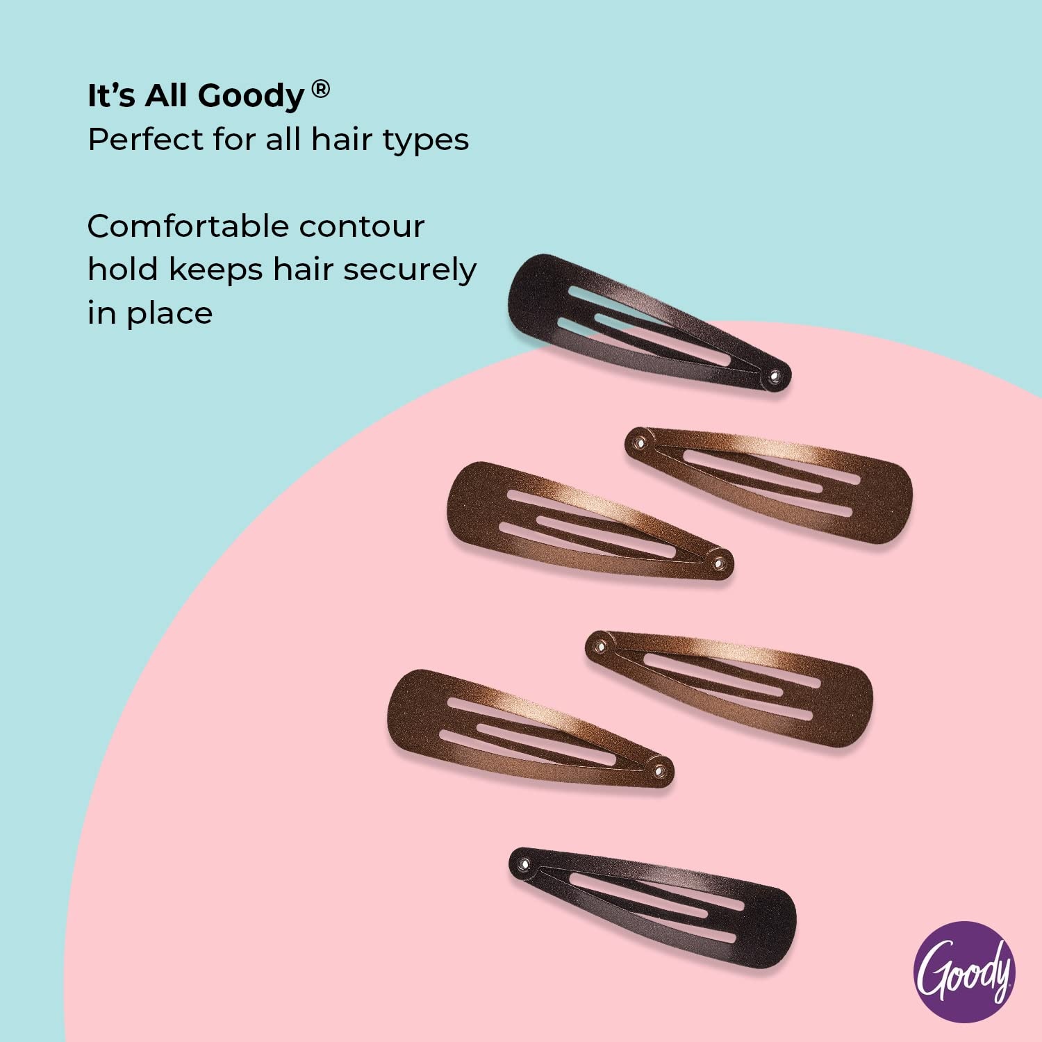 image:imageGoody Snap amp Go Metal Contour Clips 6 Count Brunette Snap Clips Suitable for All Hair Types PainFree Hair Accessories for Women Men and Kids All Day ComfortBrunette