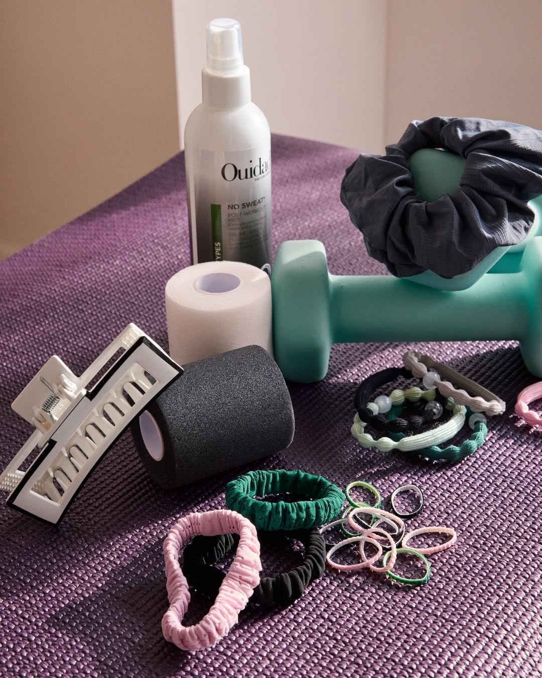 image:imageGoody Sport Ouchless Thin Scrunchies  4 Ct Gray amp Black SportLevel Grip for Workouts SweatWicking No Damage Hair Ties All Hair TypesGray Black