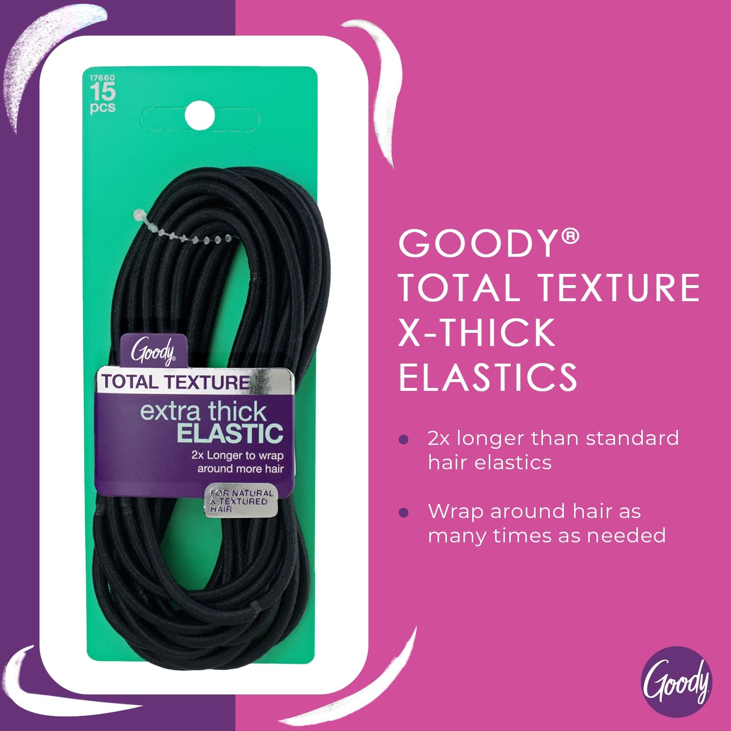 image:imageGoody Total Texture Super Stretch Elastics15 Count Brown Suitable for All Hair Types Ouchless PainFree Hair Accessories for Women Men Boys amp Girls All Day Comfort Wont Break or SnagBlack XThick