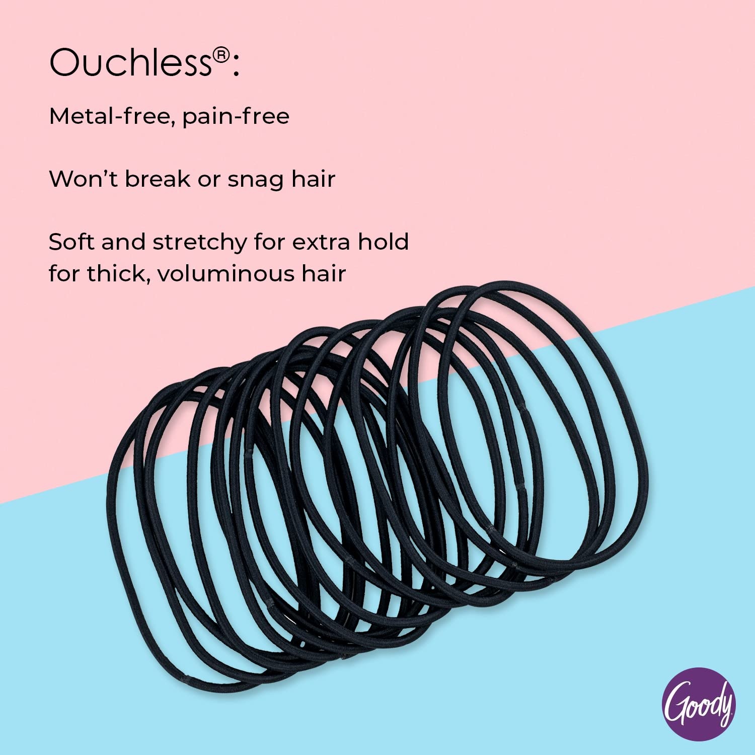 image:imageGoody Total Texture Super Stretch Elastics15 Count Brown Suitable for All Hair Types Ouchless PainFree Hair Accessories for Women Men Boys amp Girls All Day Comfort Wont Break or SnagBlack XThick