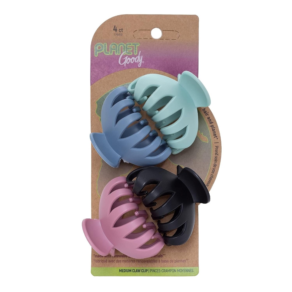 image:imageGOODY Planet Spider Claw Hair Clip 4Count  Assorted Bright Colors  Medium to Long Hair  Longlasting amp Will Not Slip  PainFree Hair Accessories for Women Men Boys amp Girls  All Hair TypesSpider Claw Clip 4 Ct Bright