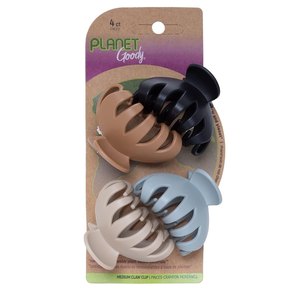 image:imageGOODY Planet Spider Claw Hair Clip 4Count  Assorted Bright Colors  Medium to Long Hair  Longlasting amp Will Not Slip  PainFree Hair Accessories for Women Men Boys amp Girls  All Hair TypesSpider Claw Clip 4 Ct Neutral