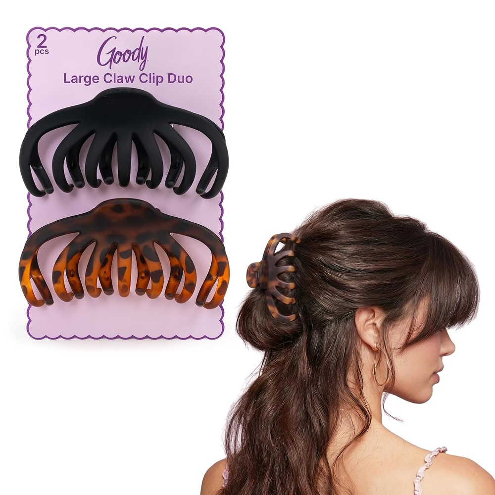 image:imageGoody Large Banana Clip Set Stylish Secure No Crease Hair Clips with SlideProof Hold Styling Accessory For Fine  Medium Hair Type Gifts for Women amp Girls Black and Tortoiseshell 2 CtOctopus