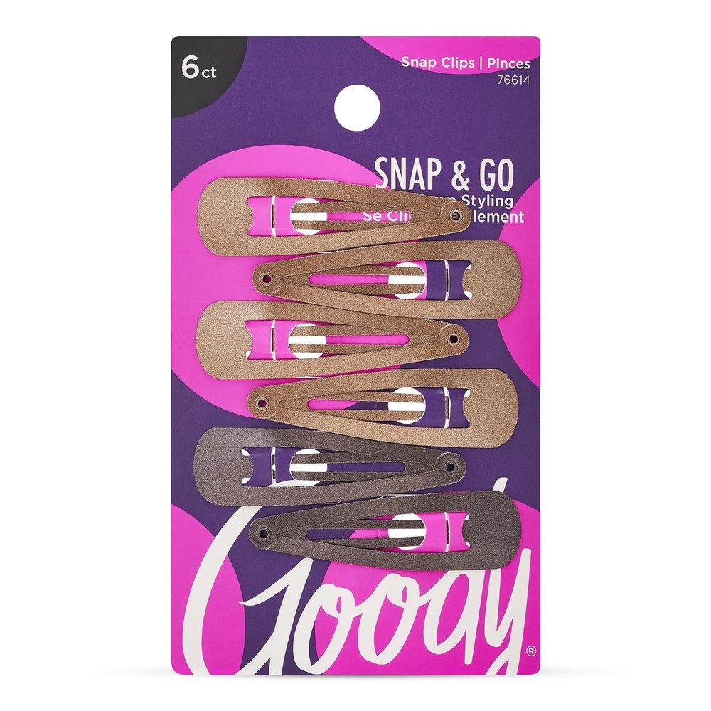 image:imageGoody Snap amp Go Metal Contour Clips 6 Count Brunette Snap Clips Suitable for All Hair Types PainFree Hair Accessories for Women Men and Kids All Day ComfortBrunette