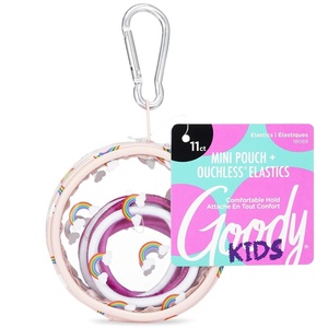 image:imageGOODY Kids Ouchless Elastics with Mini Pouch for All Hair Types  Accessories for Women and Girls  Perfect for Long Lasting Braids Ponytails and More Peach Rainbow 11 CountPeach Rainbow Elastics Mini Pouch