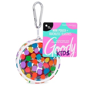 image:imageGOODY Kids Ouchless Elastics with Mini Pouch for All Hair Types  Accessories for Women and Girls  Perfect for Long Lasting Braids Ponytails and More Peach Rainbow 11 CountPolka Dots Elastics Mini Pouch
