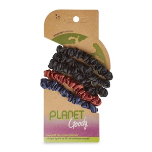 image:imageGOODY Planet Ouchless Satin Skinny Scrunchies 5ct BlackCreamand BlushBlack  Navy  Rust