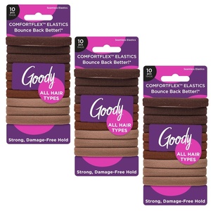 image:imageGoody ComfortFlex Seamless Thick Hair Elastics Brown No Slip Grip Ouchless Ties with All Day Gentle Hold Ponytail Holders for DamageFree Styling 8 Count Pack of 3Brown