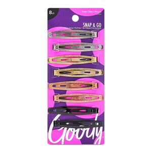 image:imageGoody Metal Contour Hair Snap Clips  8 Count Assorted Colors  Just Snap Into Place  Suitable for All Hair Types  PainFree Hair Accessories for Women and Girls  All Day ComfortMetallic Neutral