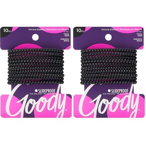 image:imageGoody Nonslip Womens Elastic Hair Tie Black  4MM for Medium Hair Ouchless PainFree Hair Accessories for Women Perfect for Long Lasting Braids Ponytails and More 10 Count Pack of 1Black 10 Ct Thick Hair
