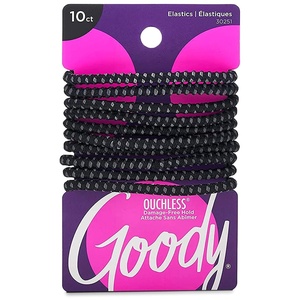 image:imageGoody Nonslip Womens Elastic Hair Tie Black  4MM for Medium Hair Ouchless PainFree Hair Accessories for Women Perfect for Long Lasting Braids Ponytails and More 10 Count Pack of 1Black 10 Ct Medium Hair