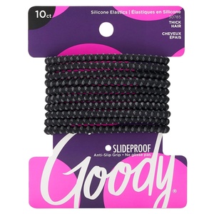 image:imageGoody Nonslip Womens Elastic Hair Tie Black  4MM for Medium Hair Ouchless PainFree Hair Accessories for Women Perfect for Long Lasting Braids Ponytails and More 10 Count Pack of 1Black