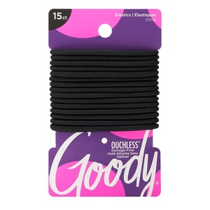 image:imageGoody Ouchless Hair Elastics  No Pull No Breakage TangleFree Hold for Thick Curly Coily amp Textured Hair  15 Count Black LongLasting Ponytail Holders for Women amp MenBlack