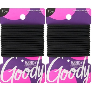 image:imageGoody Ouchless Hair Elastics  No Pull No Breakage TangleFree Hold for Thick Curly Coily amp Textured Hair  15 Count Black LongLasting Ponytail Holders for Women amp MenNegro