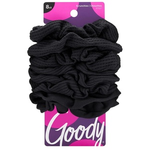 image:imageGoody Ouchless Jersey Scrunchies  8 Ct Assorted Neon Rainbow Tones DamageFree Dentless amp Secure Hold Hair Ties Gentle Hair Accessories for Women amp Men All Day Comfort All Hair TypesBlack