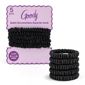 image:imageGoody Ouchless One Inch Satin Scrunchies Frizz Fighting No Damage Scrunchies Gentle Secure amp Creaseless Hair Ties for Day and Overnight All Hair Types Gifts for Women amp Girls 5 Ct BlackQuarter InchSmall