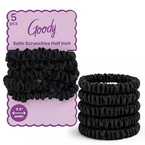 image:imageGoody Ouchless One Inch Satin Scrunchies Frizz Fighting No Damage Scrunchies Gentle Secure amp Creaseless Hair Ties for Day and Overnight All Hair Types Gifts for Women amp Girls 5 Ct BlackHalf InchMedium