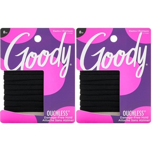 image:imageGoody Ouchless Seamless Hair Elastics 8 Ct Black DamageFree Gentle Hold Elastic Ties No Snag or Pull For All Occasions Chic Styling Accessories for Women amp Men All Hair TypesNegro
