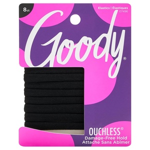 image:imageGoody Ouchless Seamless Hair Elastics 8 Ct Black DamageFree Gentle Hold Elastic Ties No Snag or Pull For All Occasions Chic Styling Accessories for Women amp Men All Hair TypesBlack