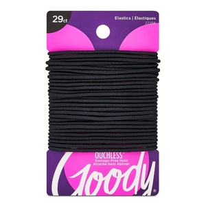 image:imageGoody Ouchless Womens Elastic Hair Tie  29 Count Black  2MM for Fine to Medium Hair  PainFree Hair Accessories for Women Perfect for Long Lasting Braids Ponytails and More