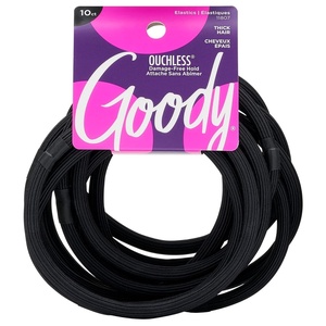 image:imageGoody Ouchless XL amp Extra Thick Hair Elastics  Black Hair Ties for Women No Damage Strong Hold for Thick Hair Curly or Textured Styles  10 Count Gentle amp Secure Ponytail HoldersBlack