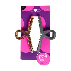 image:imageGoody SlideProof Rectangular Claw Clips 3 Ct  1 Small  2 Large Claw Clips Cool Tones Styling Accessories with Secure Grip Hair Accessories for Women amp Men For All Occasions All Hair TypesBlackTort Ribbon Claw