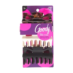 image:imageGoody SlideProof Rectangular Claw Clips 3 Ct  1 Small  2 Large Claw Clips Cool Tones Styling Accessories with Secure Grip Hair Accessories for Women amp Men For All Occasions All Hair TypesTortCreamBlack Large Claw