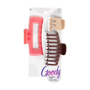 image:imageGoody SlideProof Rectangular Claw Clips 3 Ct  1 Small  2 Large Claw Clips Cool Tones Styling Accessories with Secure Grip Hair Accessories for Women amp Men For All Occasions All Hair TypesPinkCreamBrown Rectangle Claw