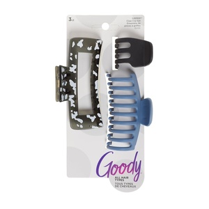 image:imageGoody SlideProof Rectangular Claw Clips 3 Ct  1 Small  2 Large Claw Clips Cool Tones Styling Accessories with Secure Grip Hair Accessories for Women amp Men For All Occasions All Hair TypesBlackBlueMulti Rectangle Claw