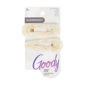 image:imageGoody SlideProof Resin Hinge Hair Clip Set 2 Ct XLsized Printed Cream Clips for Styling Quick amp Easy Creaseless Styling Accessories for Women amp Men For Medium to Thick HairCream