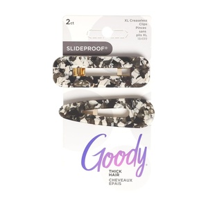 image:imageGoody SlideProof Resin Hinge Hair Clip Set 2 Ct XLsized Printed Cream Clips for Styling Quick amp Easy Creaseless Styling Accessories for Women amp Men For Medium to Thick HairBlack